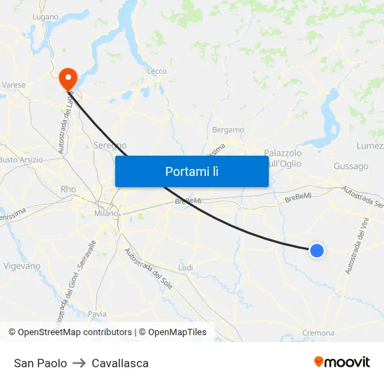 San Paolo to Cavallasca map