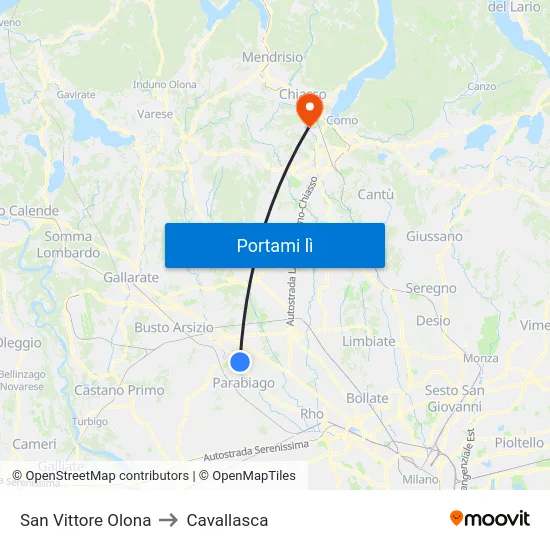 San Vittore Olona to Cavallasca map