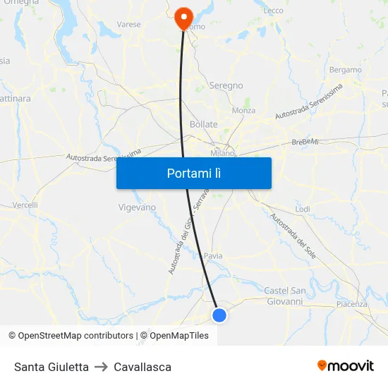 Santa Giuletta to Cavallasca map