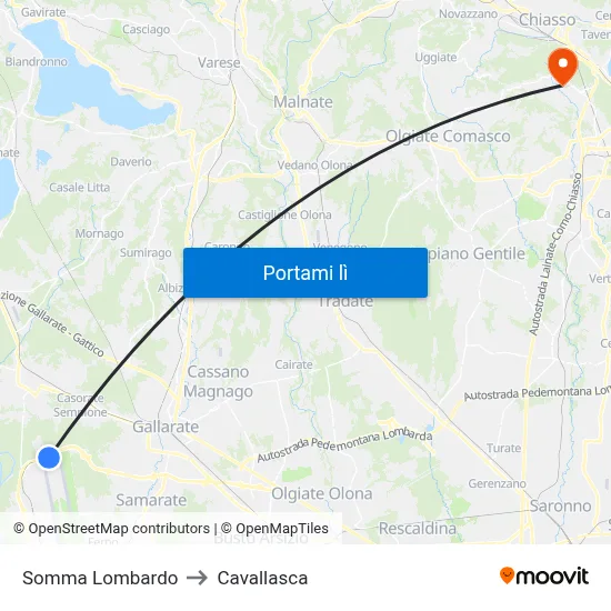 Somma Lombardo to Cavallasca map