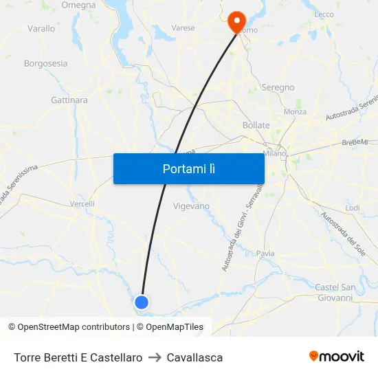 Torre Beretti E Castellaro to Cavallasca map