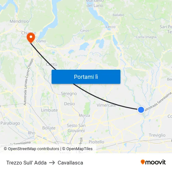 Trezzo Sull' Adda to Cavallasca map