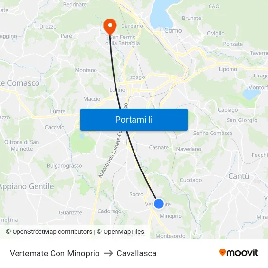 Vertemate Con Minoprio to Cavallasca map