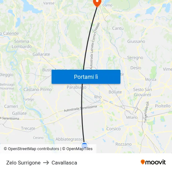 Zelo Surrigone to Cavallasca map