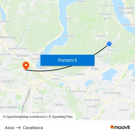 Asso to Cavallasca map