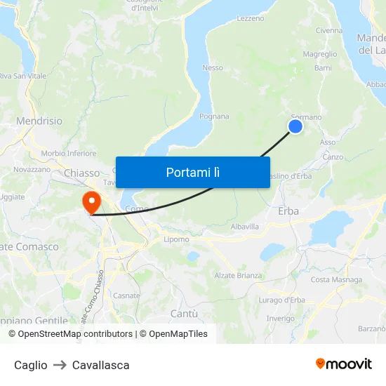 Caglio to Cavallasca map