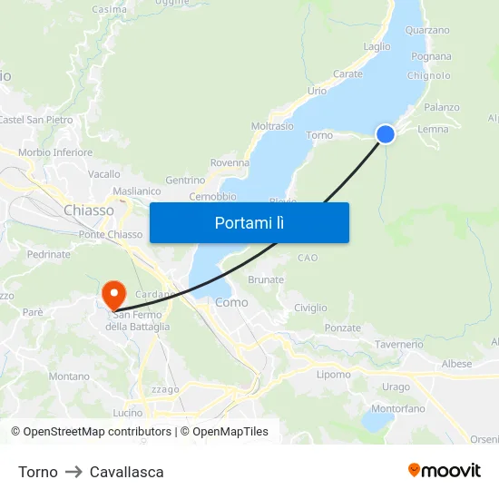 Torno to Cavallasca map