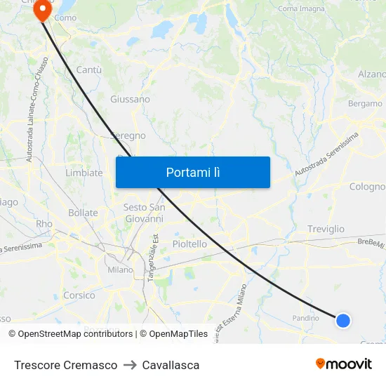 Trescore Cremasco to Cavallasca map