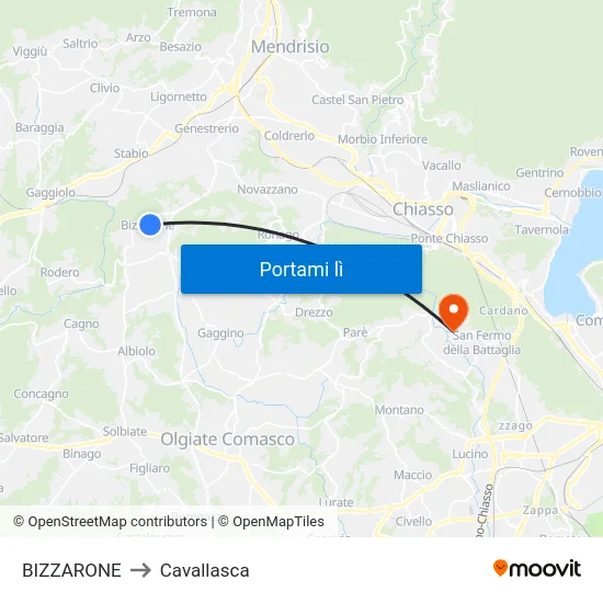BIZZARONE to Cavallasca map