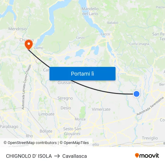 CHIGNOLO D' ISOLA to Cavallasca map