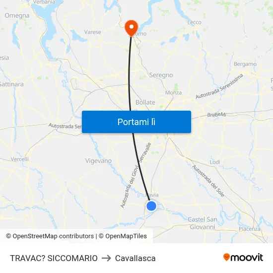 TRAVAC? SICCOMARIO to Cavallasca map