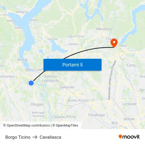 Borgo Ticino to Cavallasca map