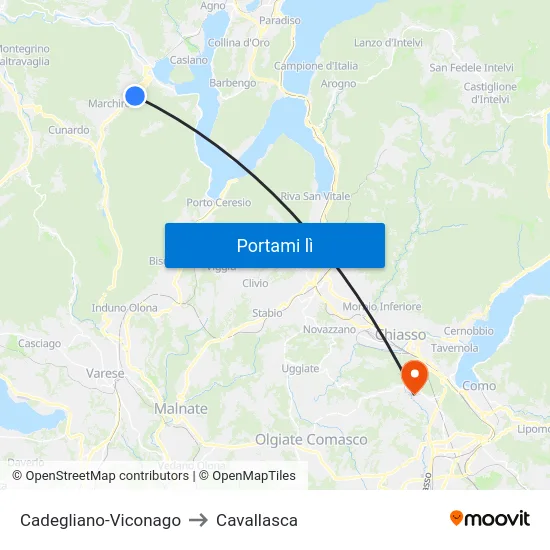 Cadegliano-Viconago to Cavallasca map