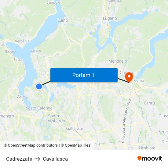 Cadrezzate to Cavallasca map