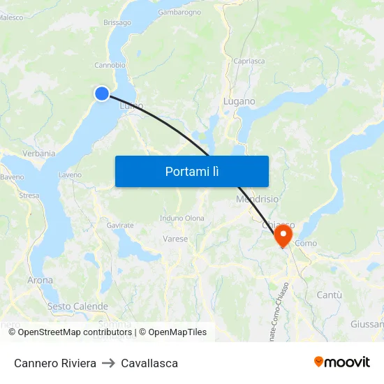 Cannero Riviera to Cavallasca map
