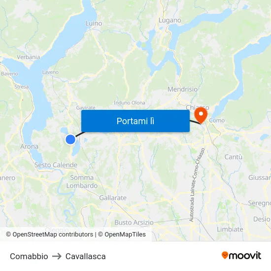 Comabbio to Cavallasca map