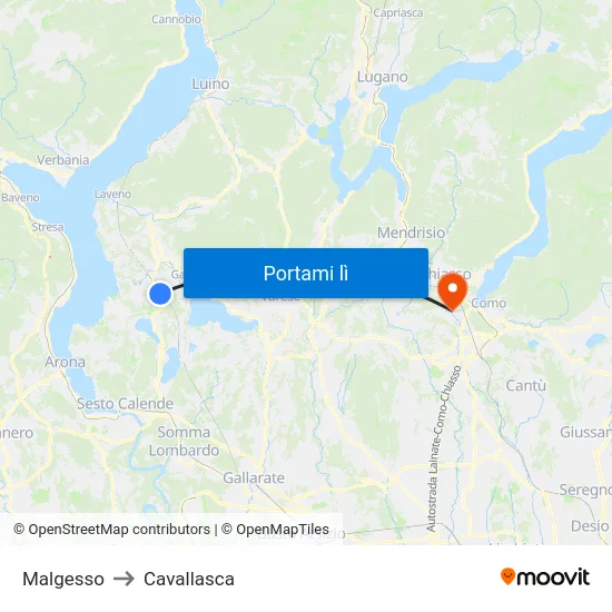 Malgesso to Cavallasca map