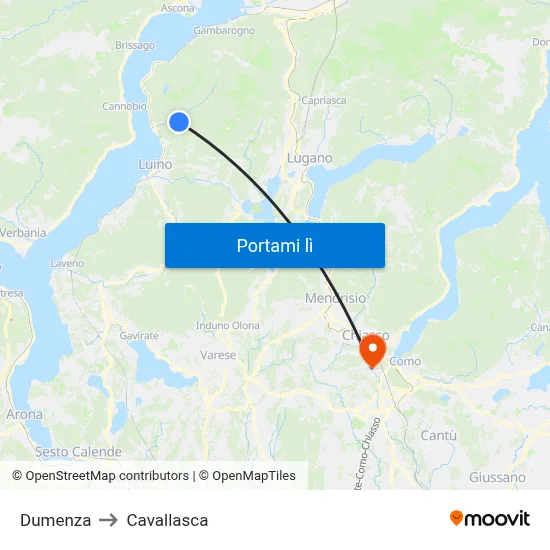 Dumenza to Cavallasca map