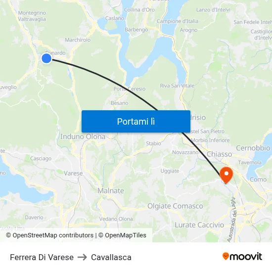 Ferrera Di Varese to Cavallasca map