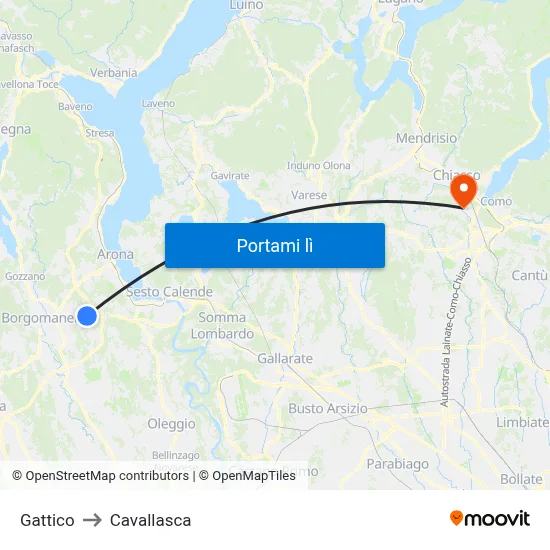 Gattico to Cavallasca map