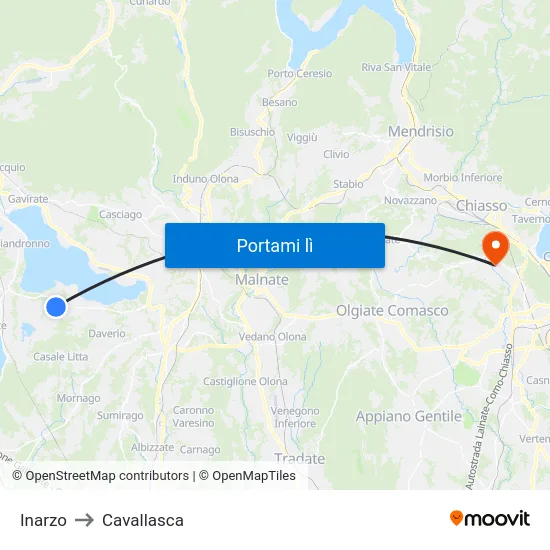 Inarzo to Cavallasca map