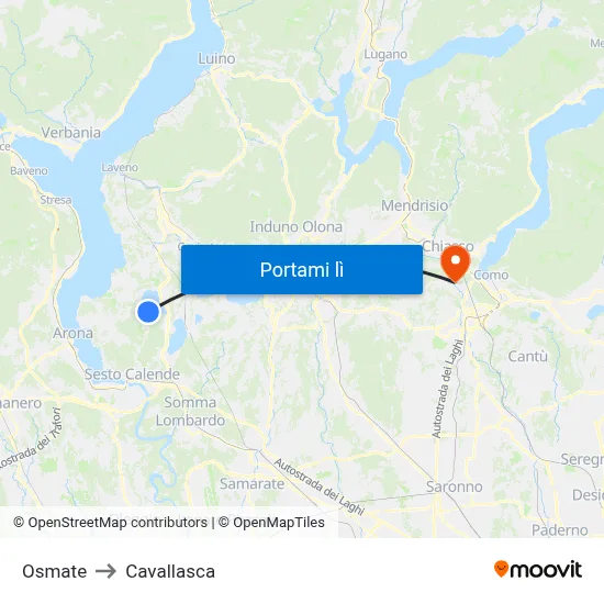 Osmate to Cavallasca map