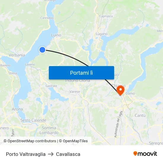 Porto Valtravaglia to Cavallasca map