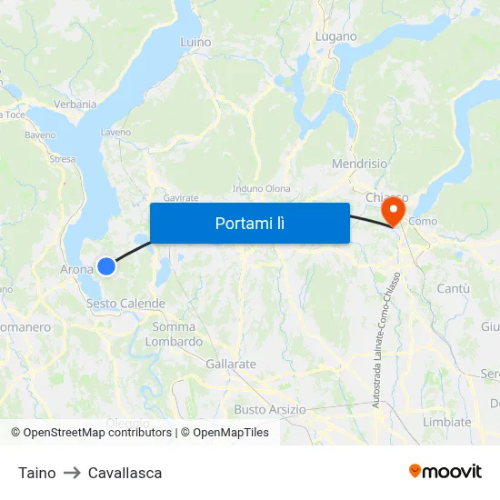 Taino to Cavallasca map