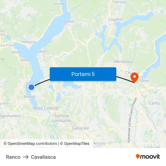 Ranco to Cavallasca map