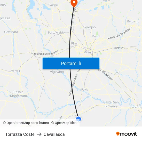 Torrazza Coste to Cavallasca map