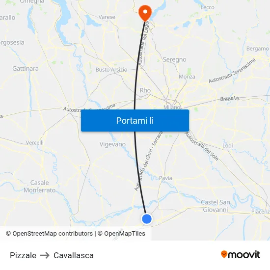 Pizzale to Cavallasca map