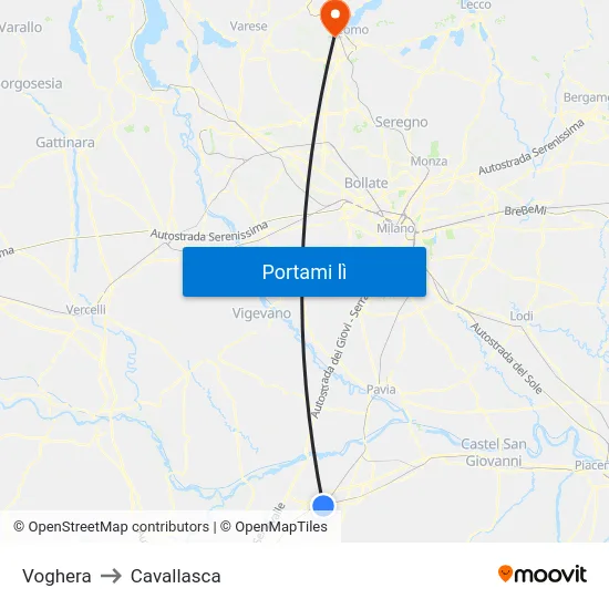 Voghera to Cavallasca map