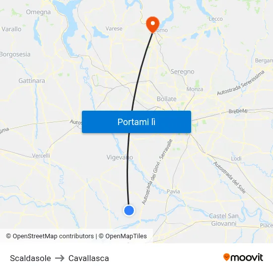 Scaldasole to Cavallasca map