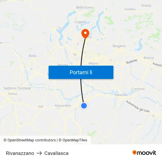 Rivanazzano to Cavallasca map