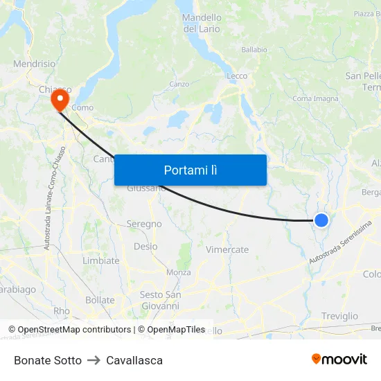 Bonate Sotto to Cavallasca map