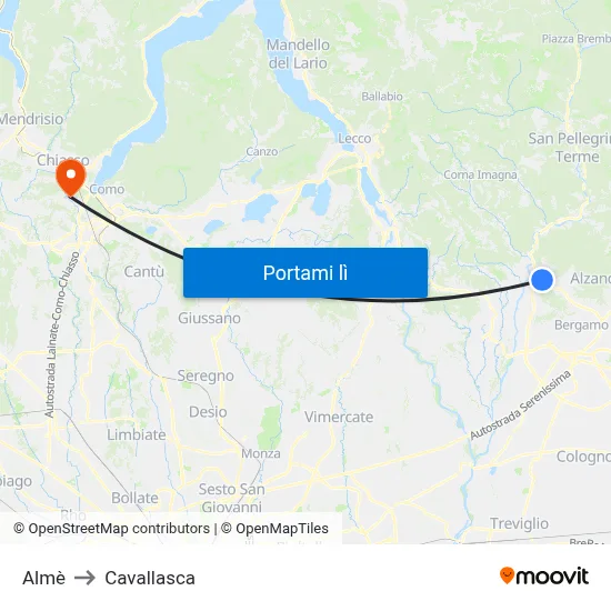 Almè to Cavallasca map
