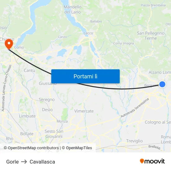 Gorle to Cavallasca map