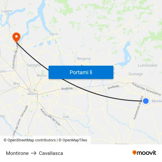 Montirone to Cavallasca map