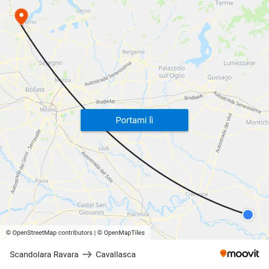 Scandolara Ravara to Cavallasca map