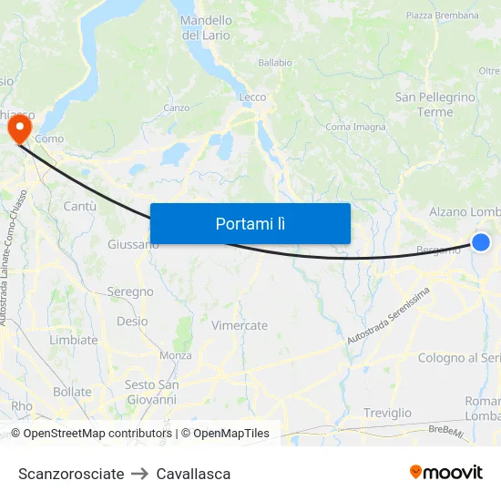 Scanzorosciate to Cavallasca map