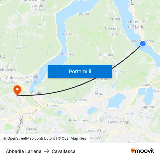 Abbadia Lariana to Cavallasca map
