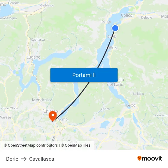 Dorio to Cavallasca map