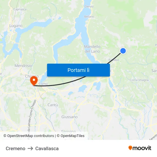 Cremeno to Cavallasca map