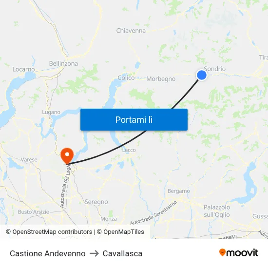 Castione Andevenno to Cavallasca map