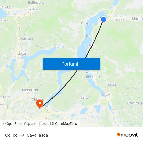 Colico to Cavallasca map