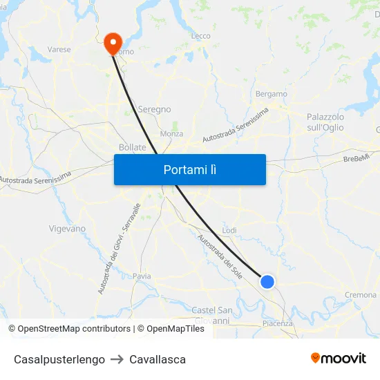 Casalpusterlengo to Cavallasca map