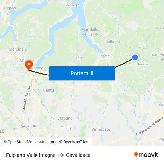 Fuipiano Valle Imagna to Cavallasca map