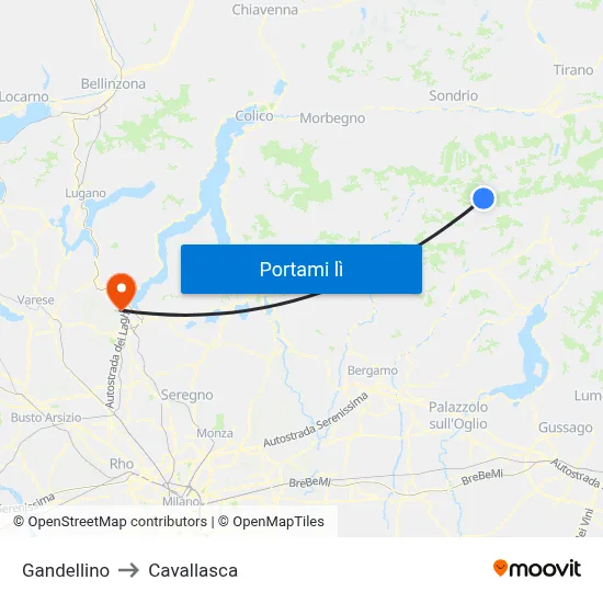 Gandellino to Cavallasca map