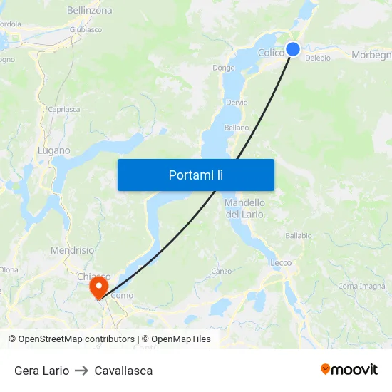 Gera Lario to Cavallasca map