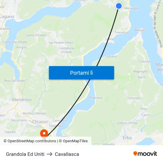 Grandola Ed Uniti to Cavallasca map